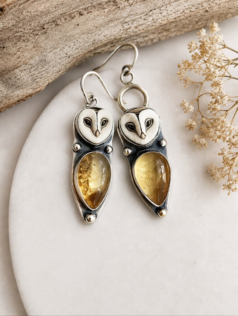 Silver & Gold Owl Pendant Necklace and Earring Set 🦉✨ - Picture 5 of 5